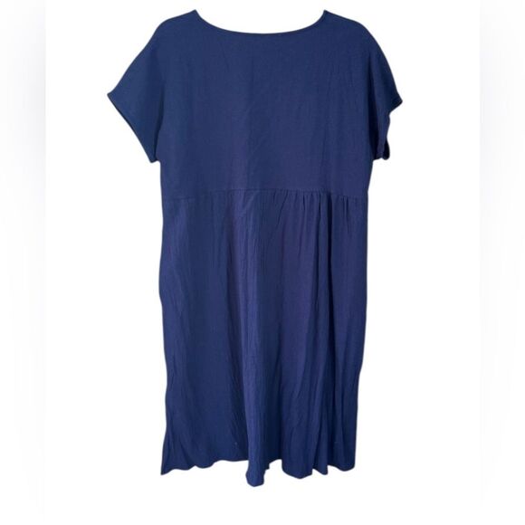 Women’s Crew Neck Cotton Blend Blue Dress with Pockets. Size XXL. Cotton Blend - Picture 3 of 8